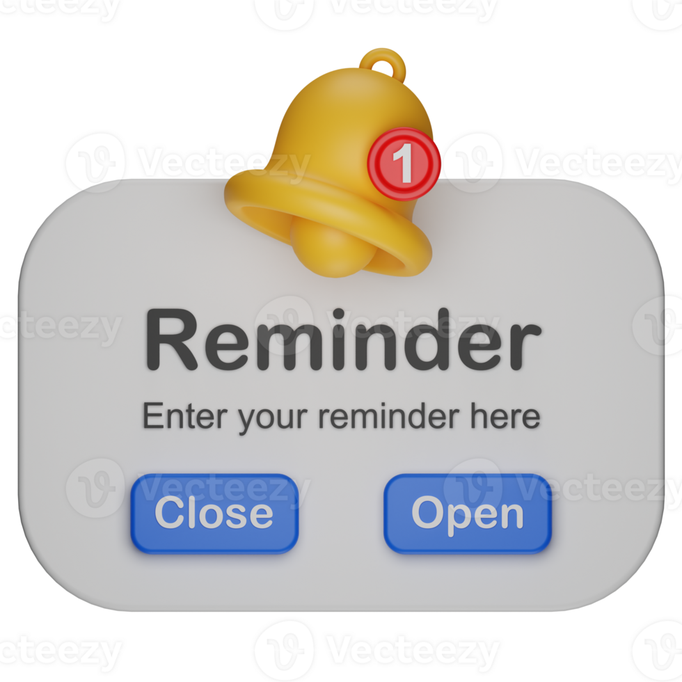 3D Reminder App Notification png