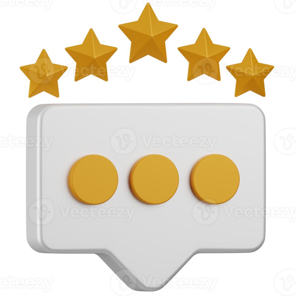 star review and bubble chat feedback concept 3D png