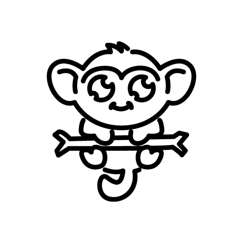 Tarsier holding onto branch line icon vector