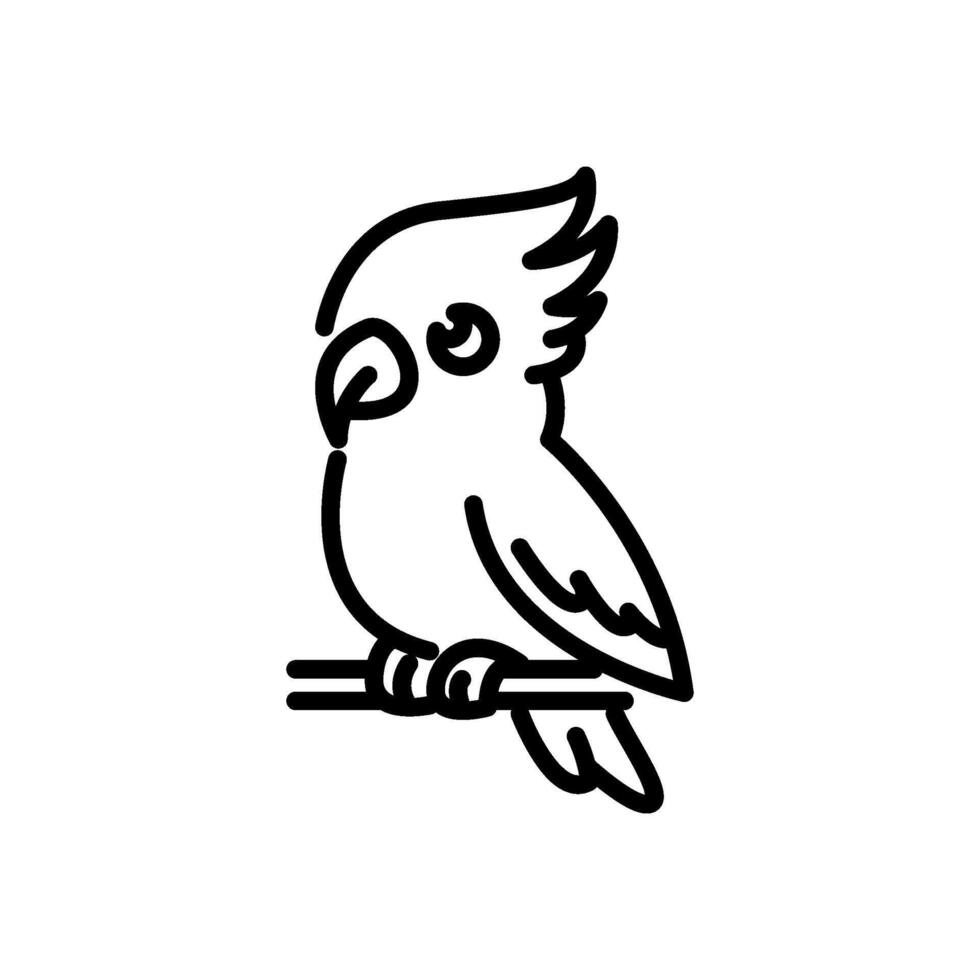 Cockatoo perching on branch line icon vector