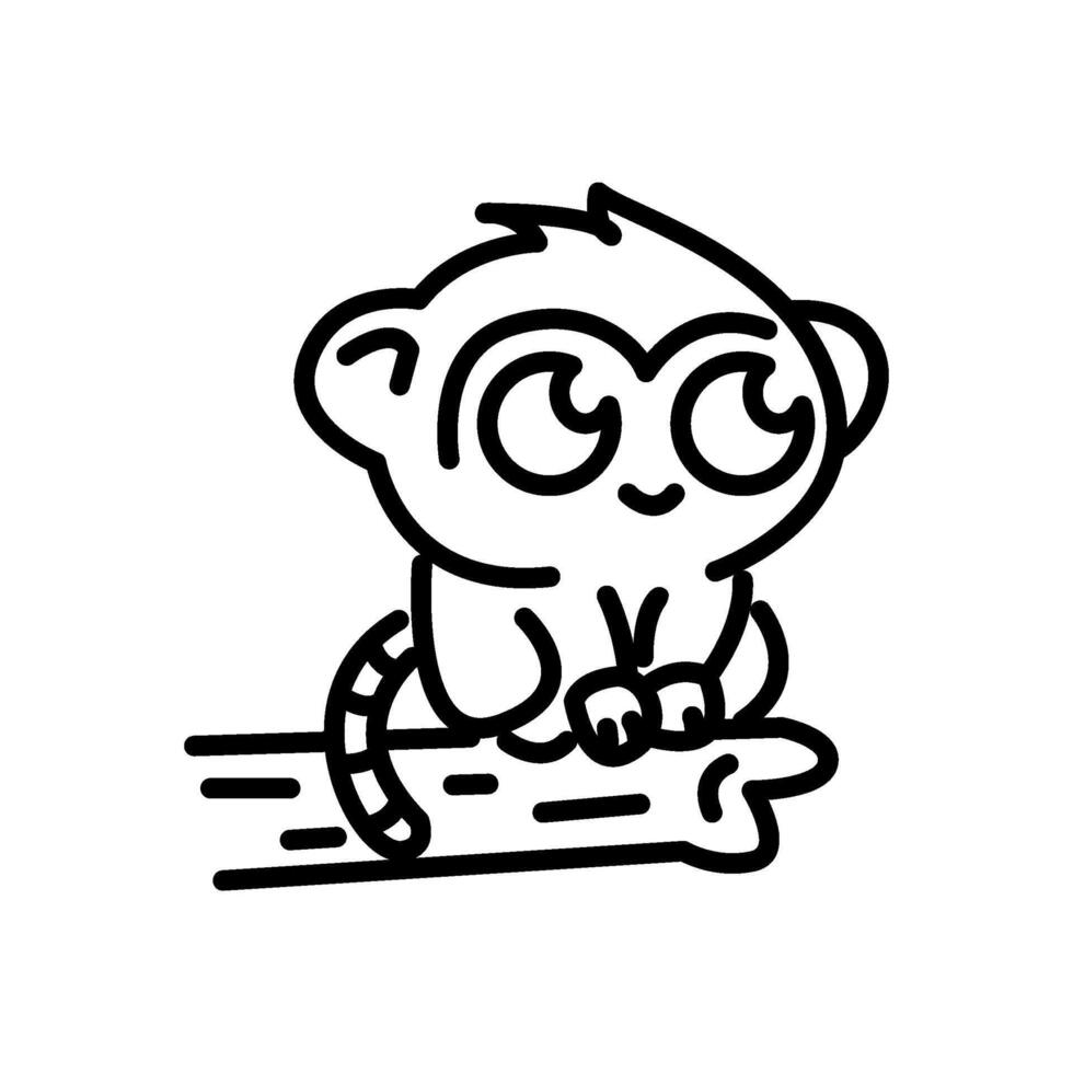 Tarsier sitting on branch line icon vector