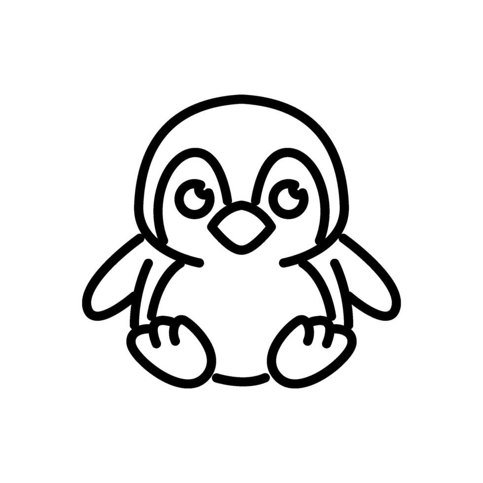 Penguin sitting line style icon vector