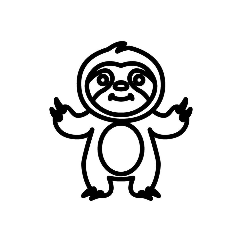 Cute sloth standing line icon vector