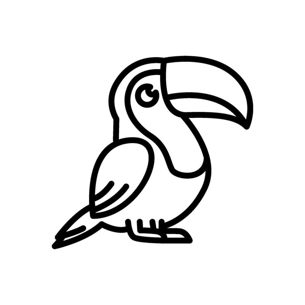 Standing toucan outline bird icon vector