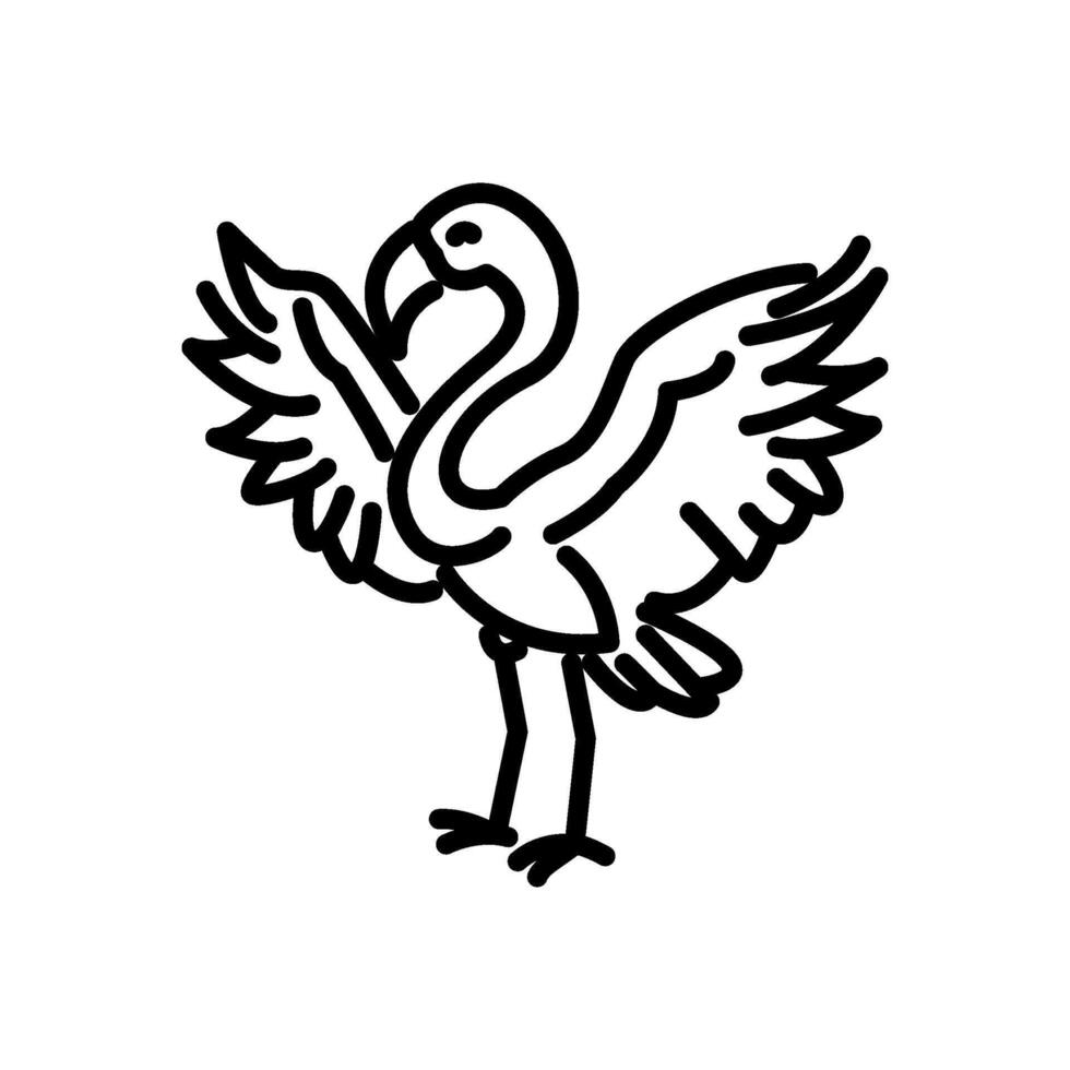 Flamingo with wings spread line icon vector