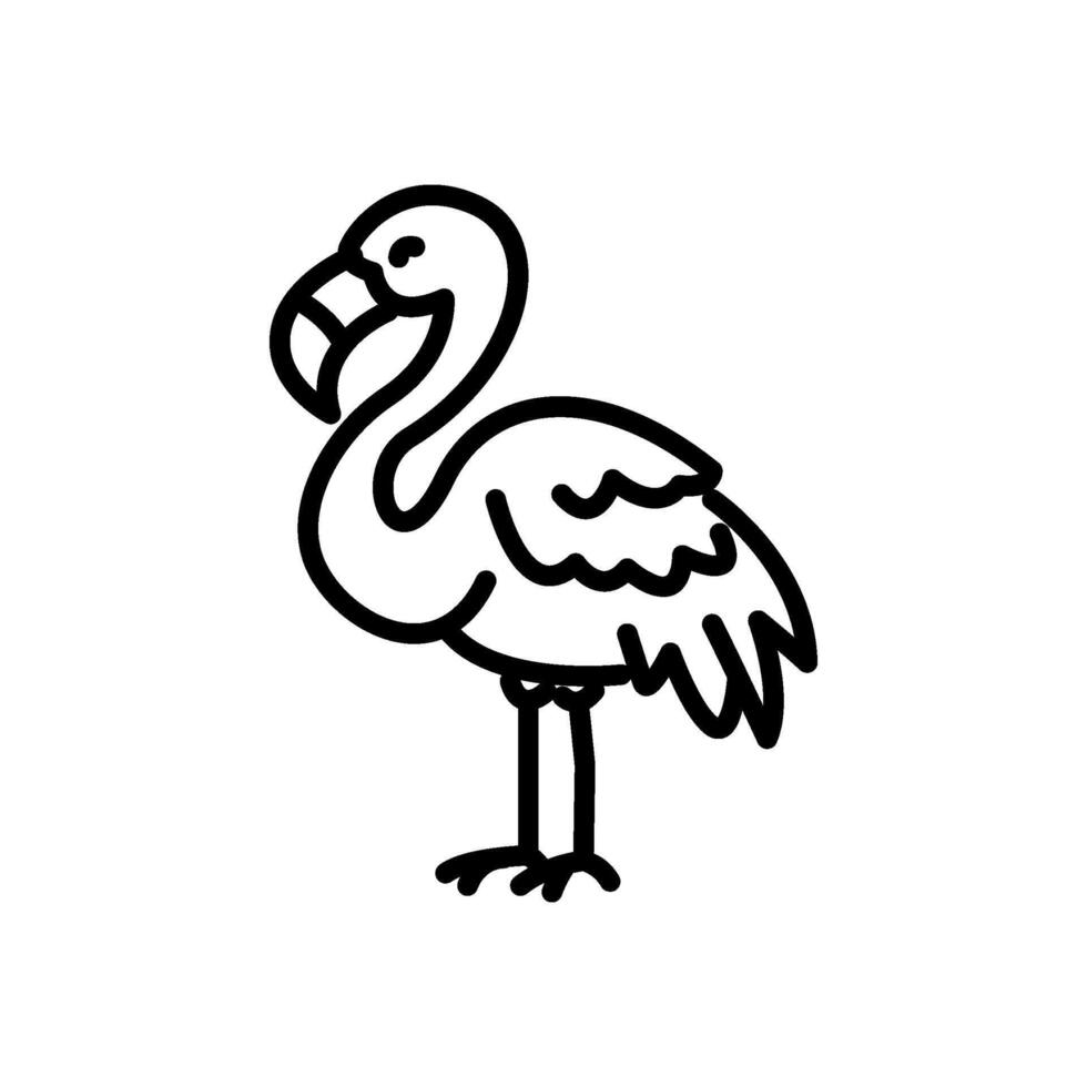 Flamingo standing simple line icon vector
