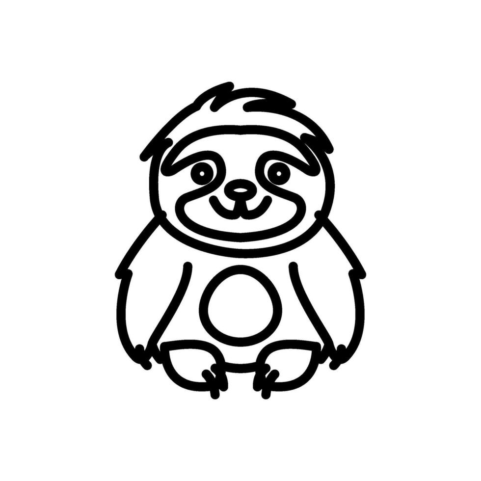 Simple sloth line drawing icon vector