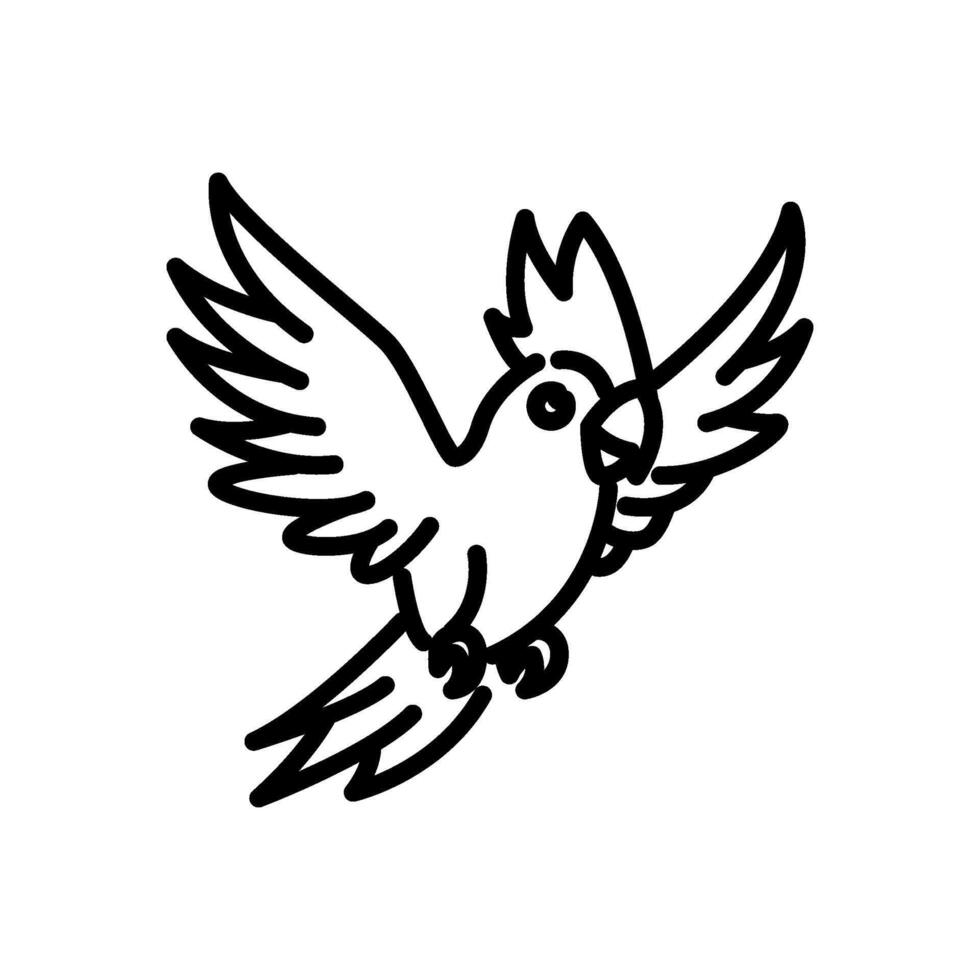 Flying cockatoo outline icon vector