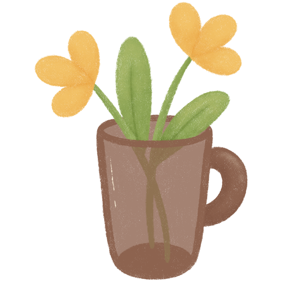 Yellow flowers in a glass png
