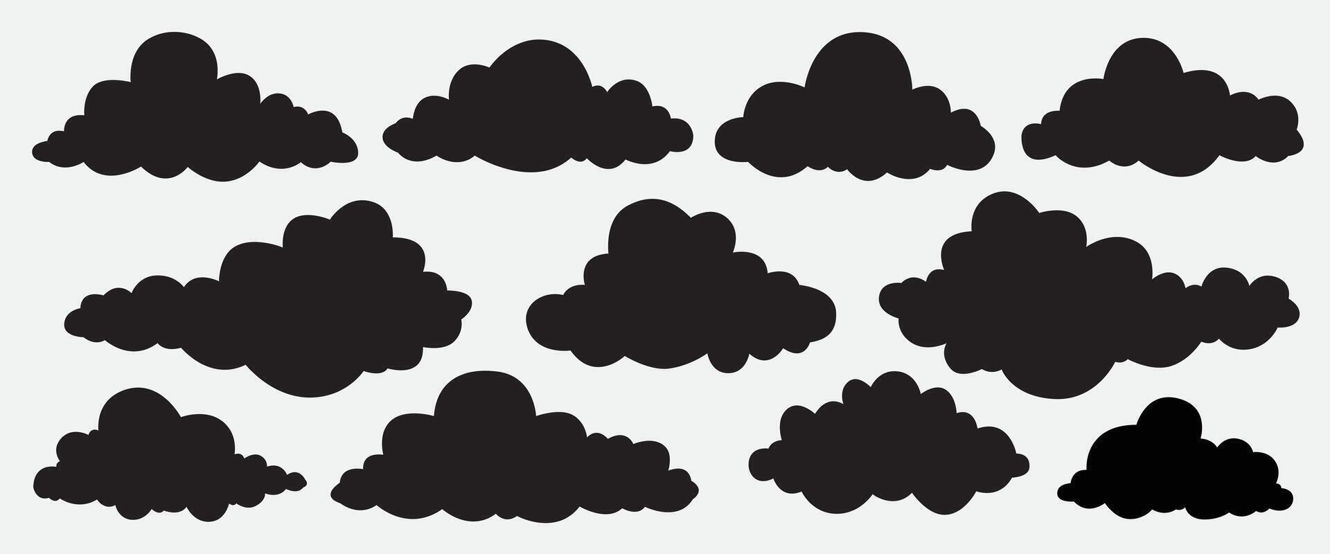Clouds silhouette icon set isolated on white background vector