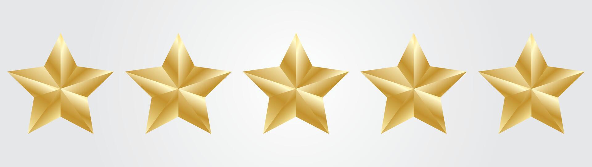 Stars set of realistic metallic golden stars isolated on white background vector