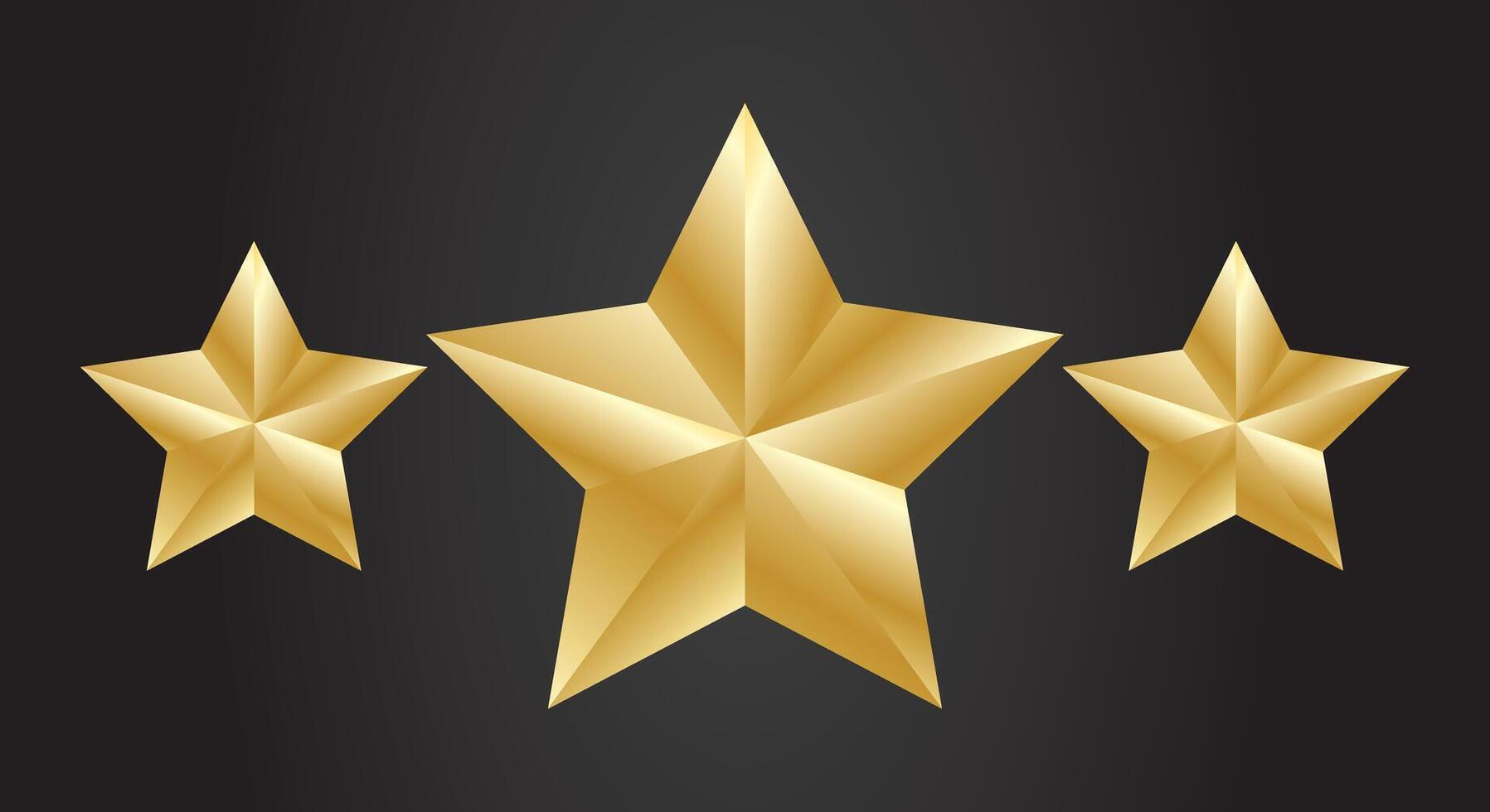 Metallic golden stars isolated on black background vector