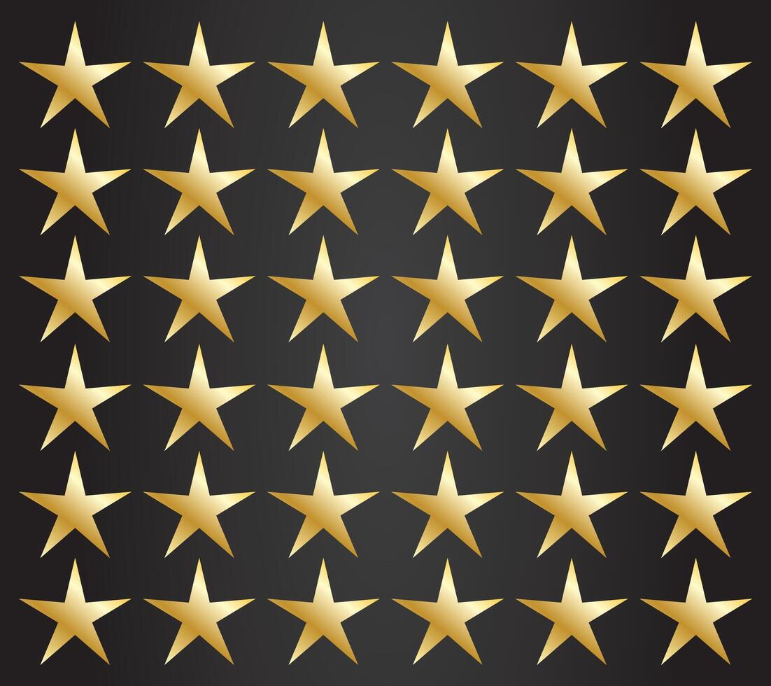 Golden stars isolated on black background. Rating stars icon vector