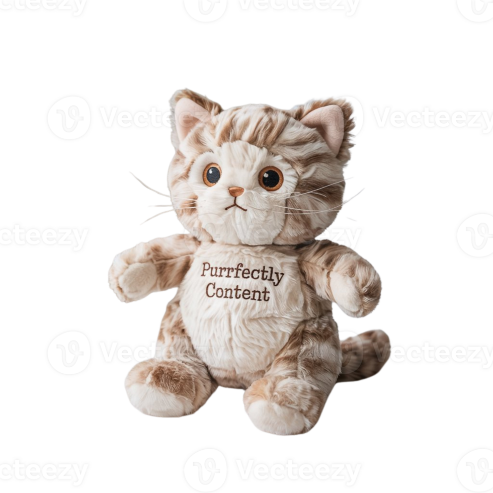Adorable Plush Kitty in a Cloudy White World png