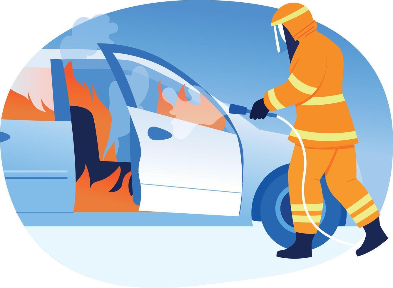 A flat style illustration of car rescue vector