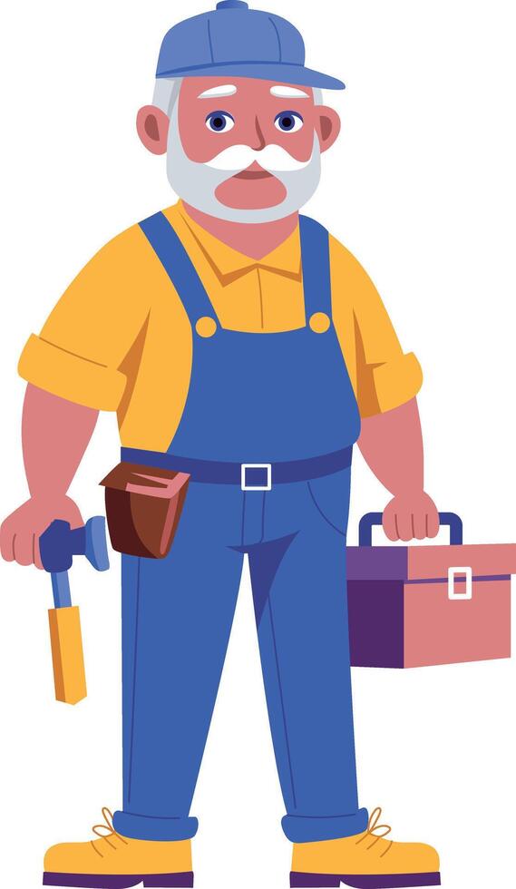 A flat style illustration showing a worker vector