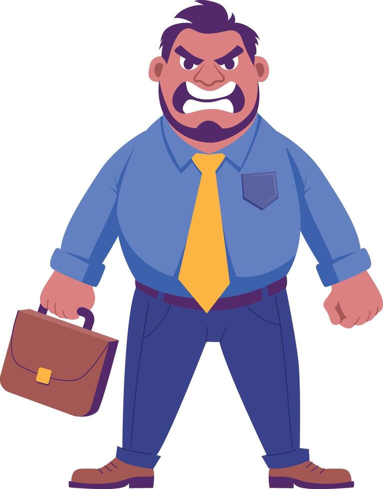 A flat style illustration of angry boss shouting loudly vector