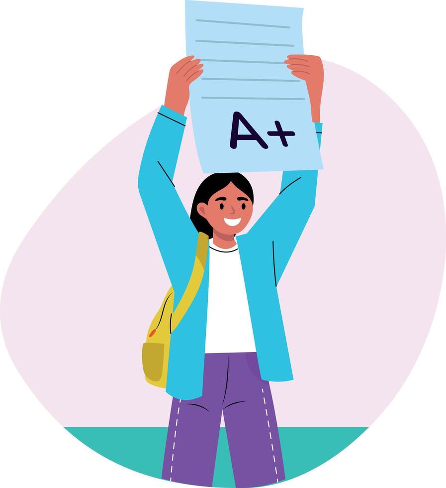 A flat style illustration of a proud student vector