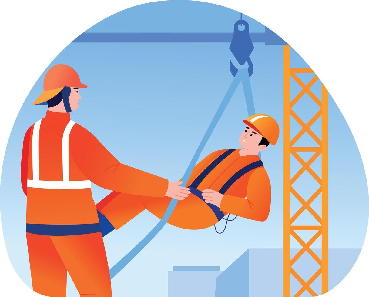 A flat style illustration of crane rescue vector