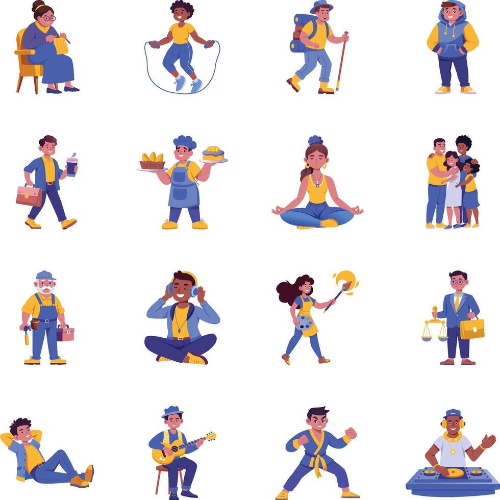 Collection of Flat Style People Illustrations vector