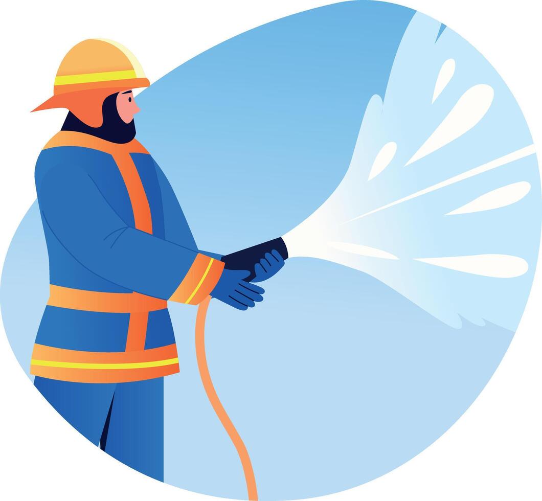 A flat style illustration of hose spraying vector