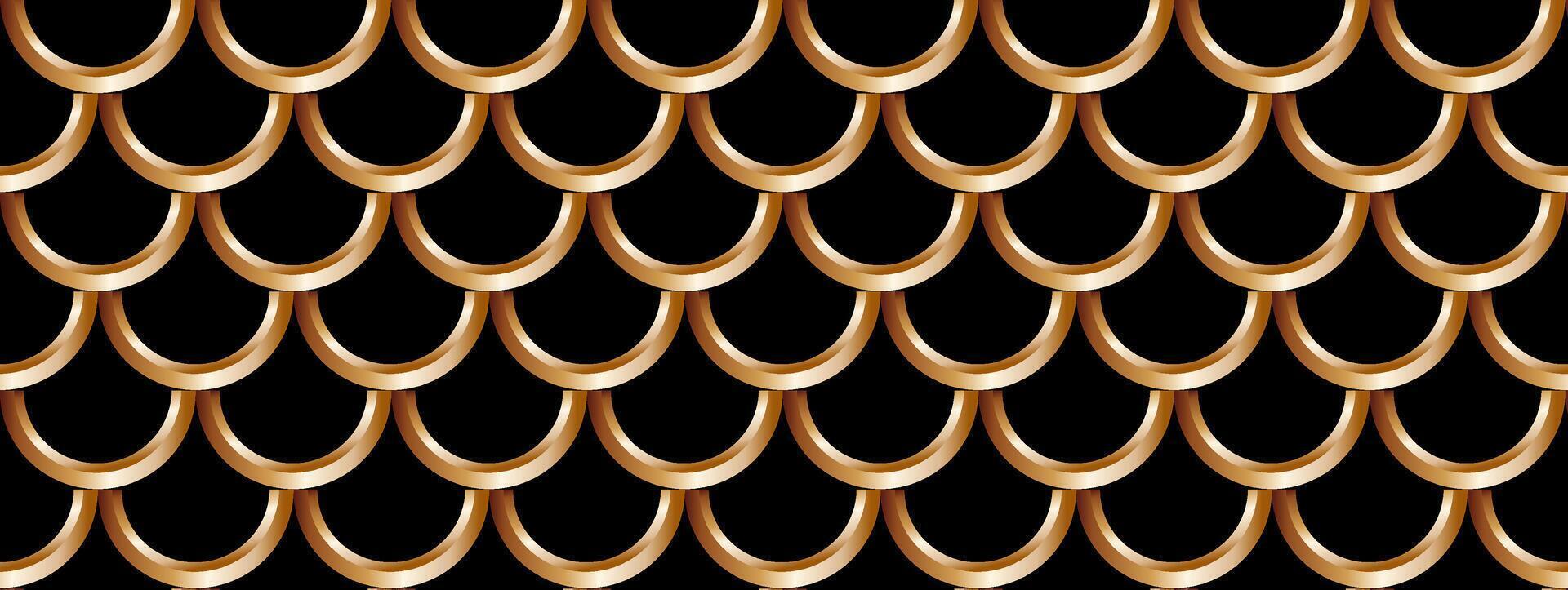 Golden waves on black background vector