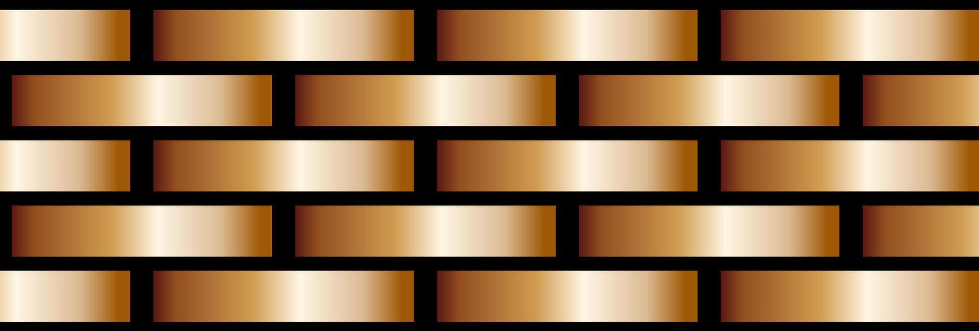Gold brick wall with a black background vector