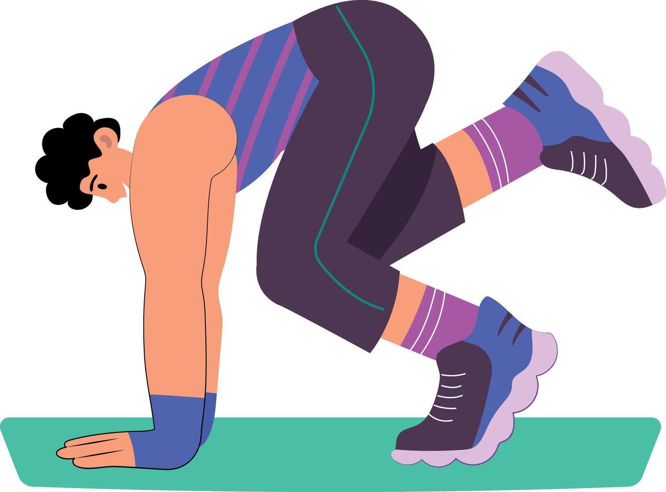 A flat style illustration showing a character doing running planks exercise vector