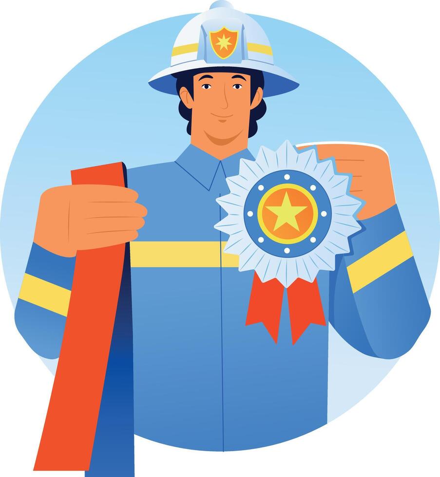 A flat style illustration of firefighter badge vector
