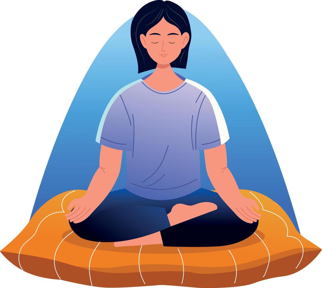 A character doing breathing exercise, illustration vector