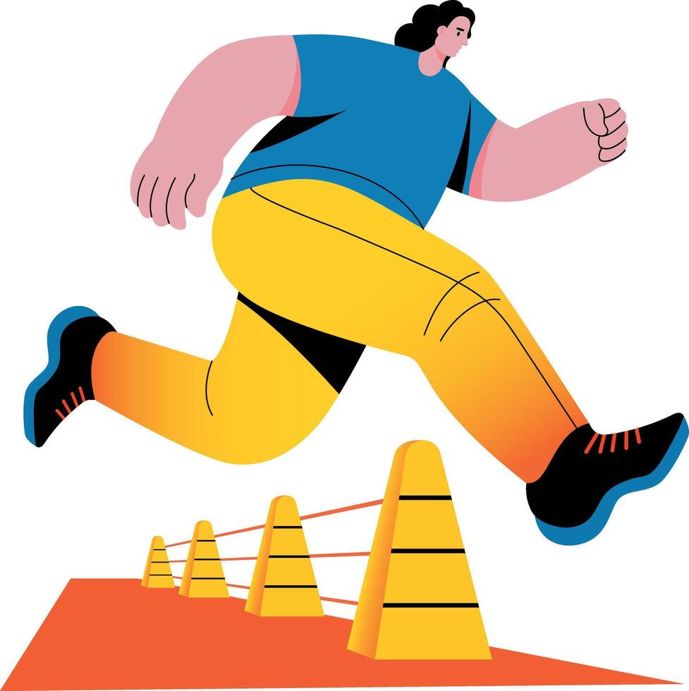 A flat style illustration showing physical exertion vector