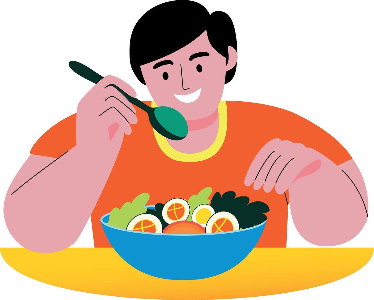 A flat style illustration of healthy meal vector
