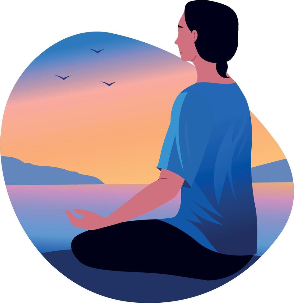 A character doing sun yoga, flat style illustration vector
