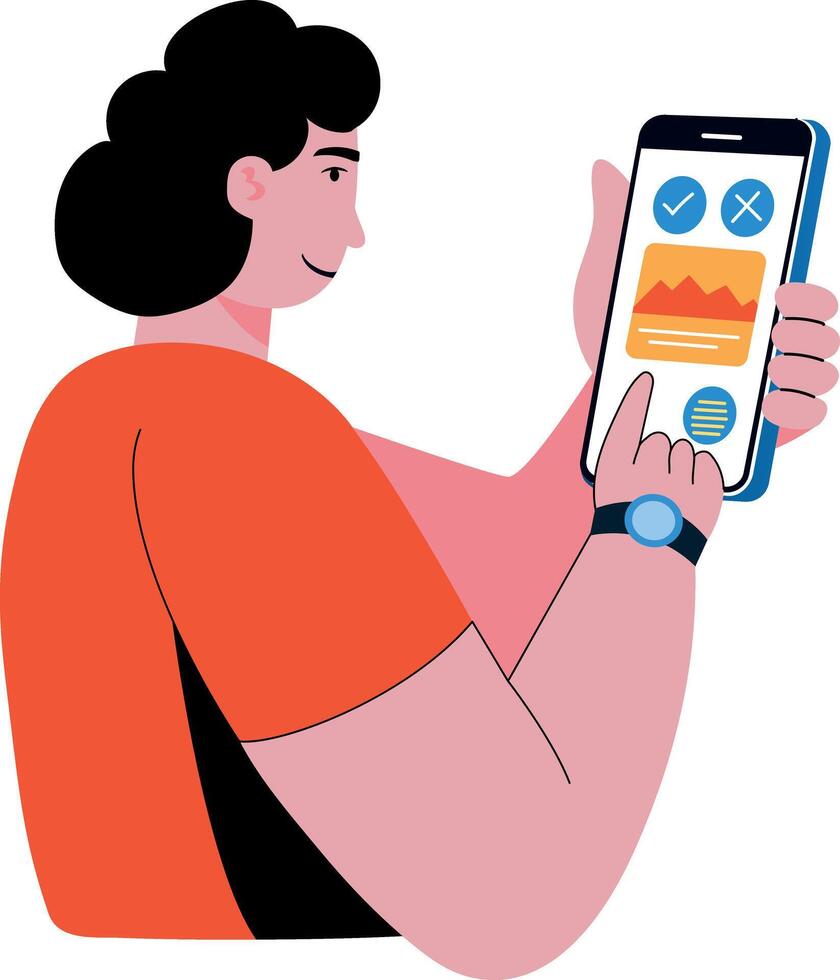 A flat style illustration of fitness app vector