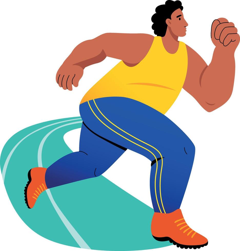 A flat style illustration showing a character running vector