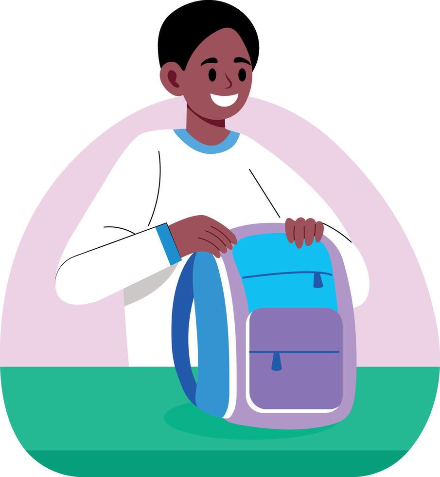 A flat style illustration of a student bag vector