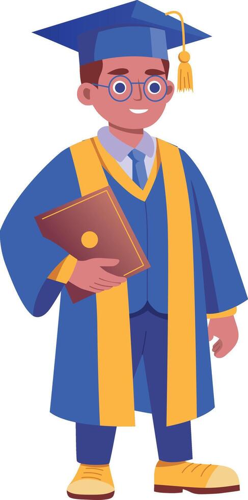 Flat illustration showing a graduate holding diploma proudly vector