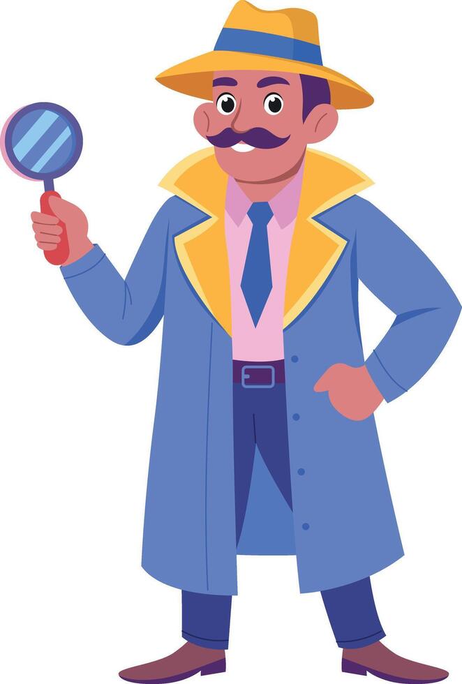 Flat style illustration showing a detective in classic outfit vector