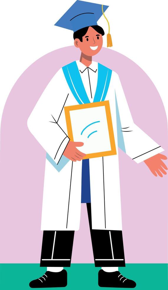 A style illustration of a graduate student vector