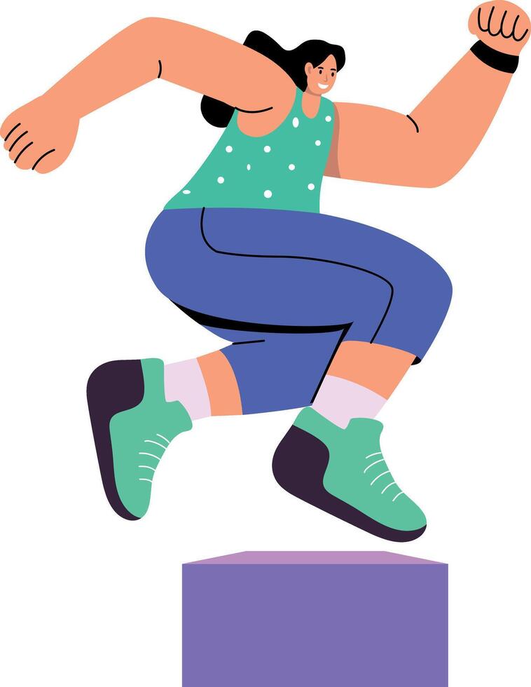 A flat style illustration showing a character doing block exercise vector
