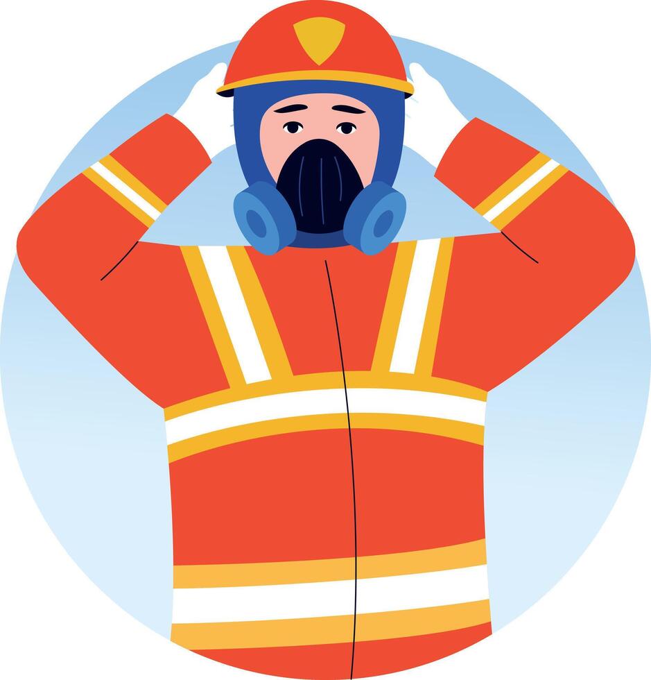 A flat style illustration of fireman mask vector