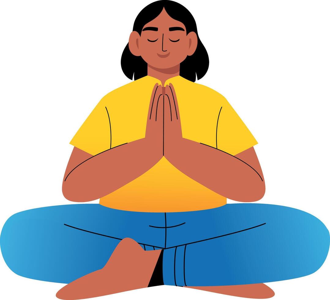 A flat style illustration of meditation pose vector