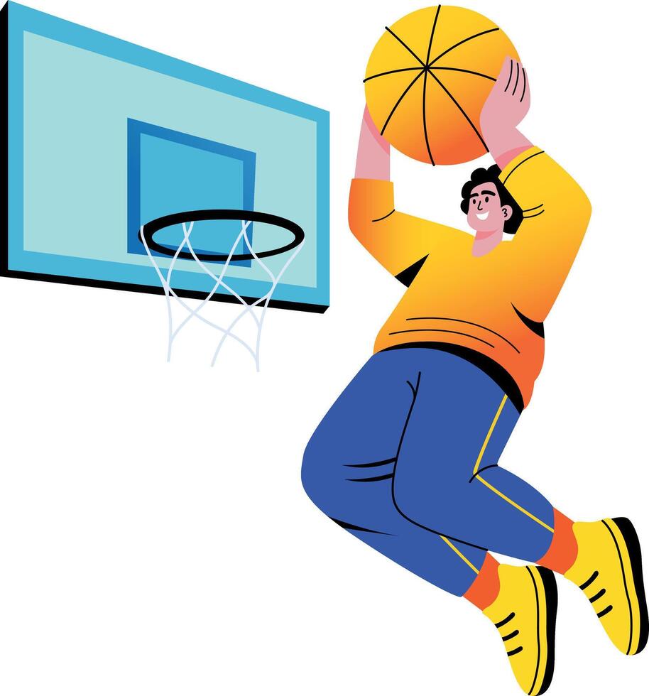 A flat style illustration of jump shot vector