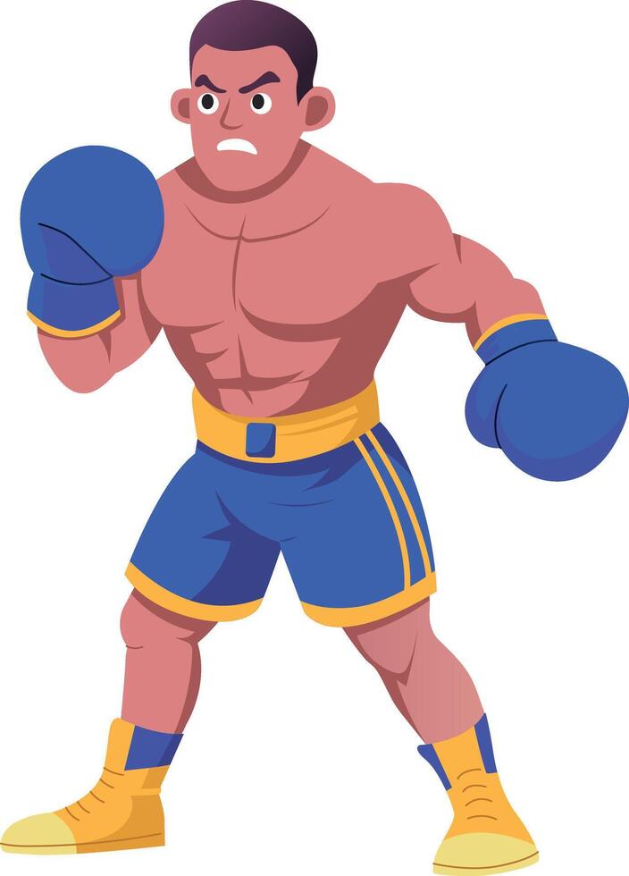 A flat style illustration of angry boxer vector