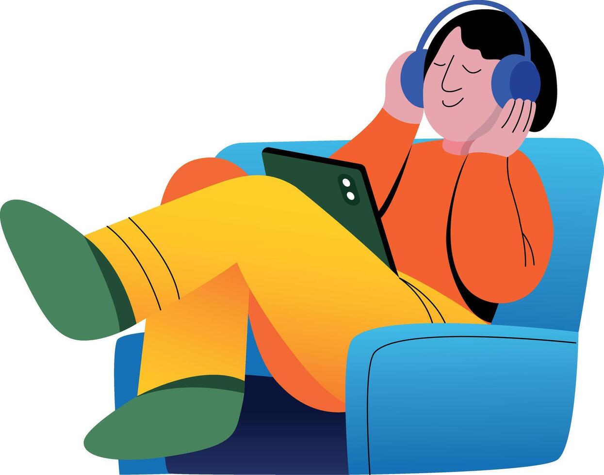 A flat style illustration of relaxing character vector