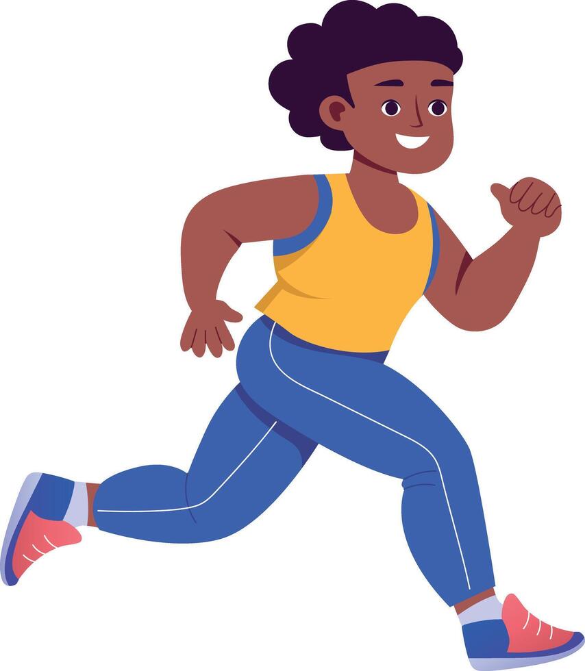 A flat style illustration of jogging person vector