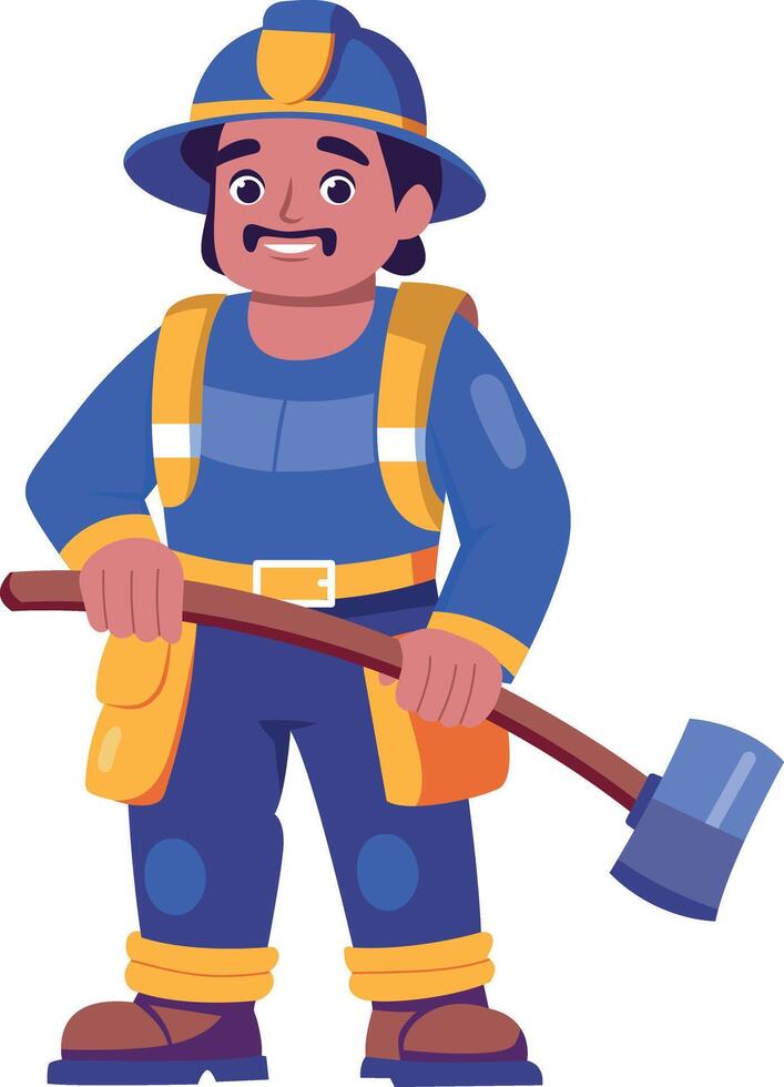 Flat illustration depicting a professional firefighter vector