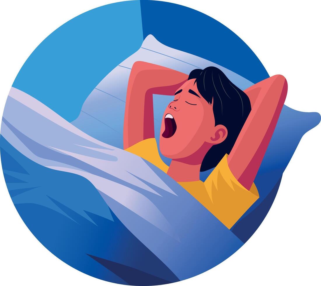 A flat style illustration of a yawning character vector