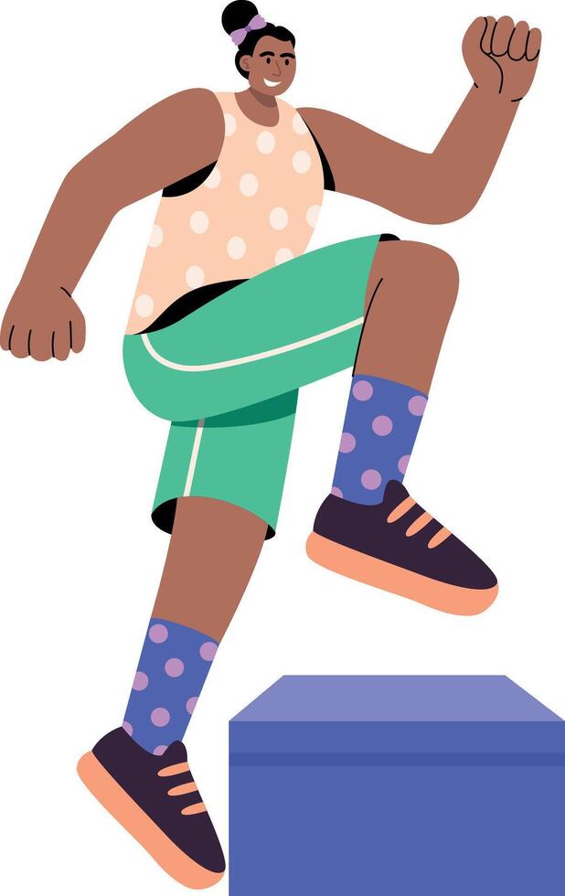 A flat style illustration showing a character doing block workout vector