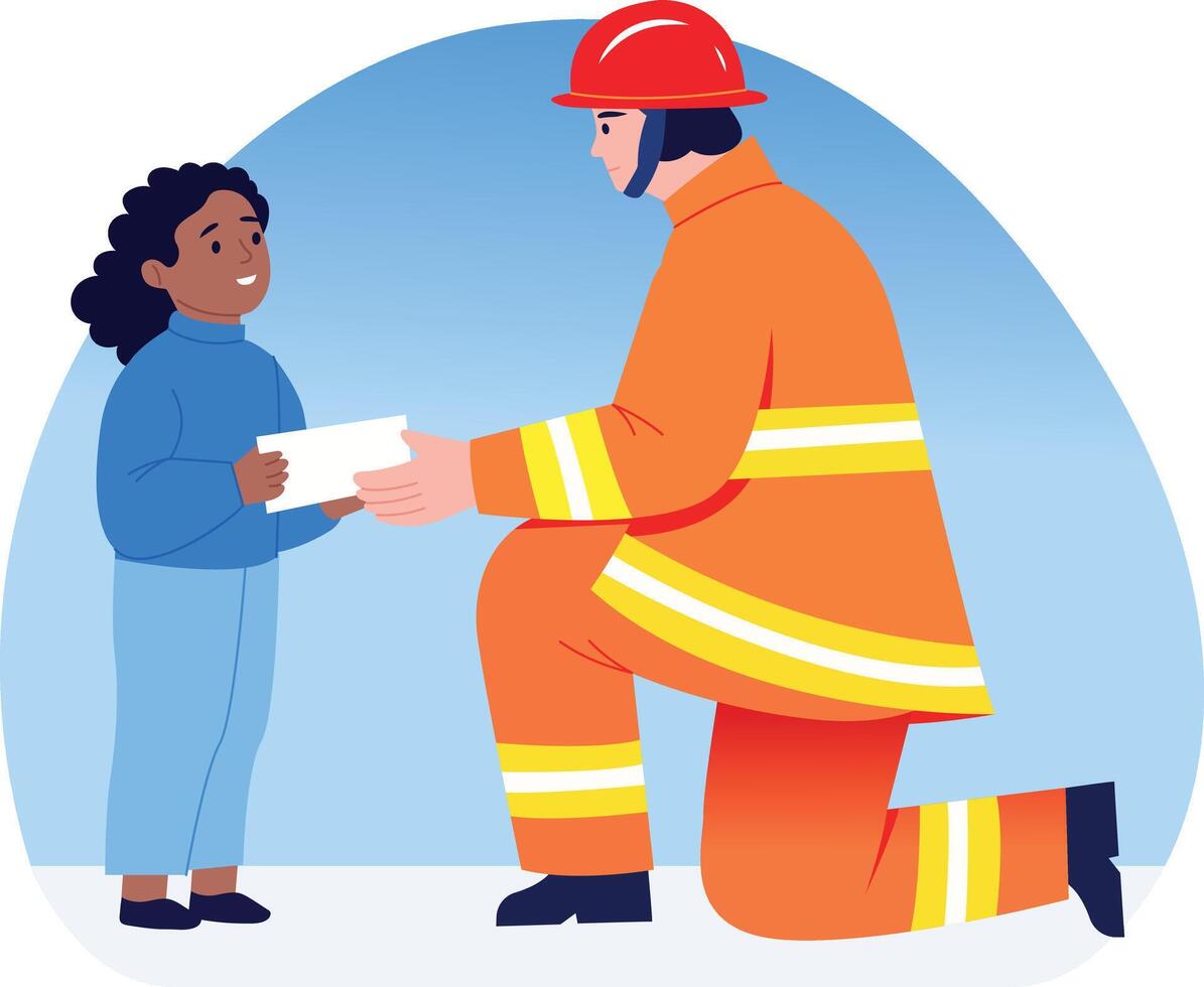 A flat style illustration showing a child giving thanks note vector